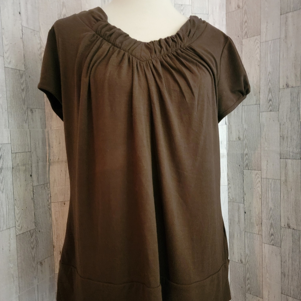 Christopher & Banks brown top shirt dleeve size large
